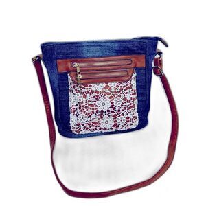 Scarleton Denim and Lace Shoulder Bag Boho Cottagecore Casual